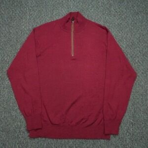 Orvis Sweater Mens Medium Red Merino Quarter Zip 2.0 Wool Pullover Jumper